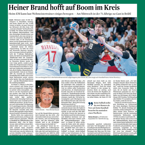 Heiner Brand, Handball-Ikone, spricht über die Heim-EM in Brühl und ihre Bedeutung für den Handballsport.