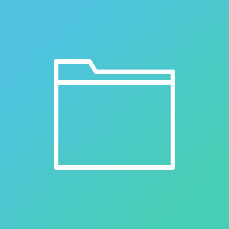 Symbol eines Ordners auf einem Farbverlauf-Hintergrund in Blau und Grün.