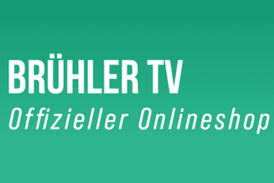 Logo des Brühler Turnvereins mit der Aufschrift „Brühler TV“ und „Offizieller Onlineshop“ auf grünem Hintergrund.