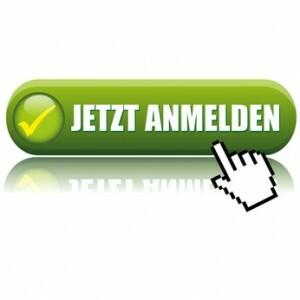 Grüner Anmelde-Button mit weißem Text „JETZT ANMELDEN“ und klickenden Cursorzeiger.