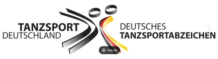 Logo von Tanzsport Deutschland mit dem Schriftzug „Deutsches Tanzsportabzeichen“ und stylisierten Tänzern.