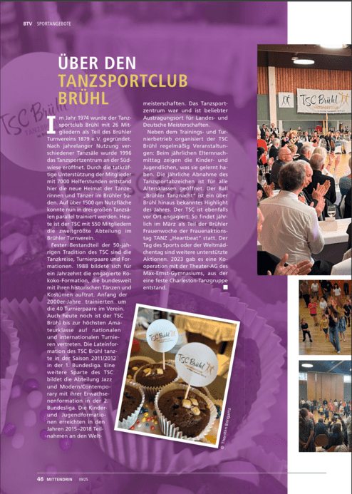 Ein Bild zeigt schokoladige Muffins mit TSC Brühl-Logos, dekoriert mit bunten Streuseln in weißen Papierförmchen.