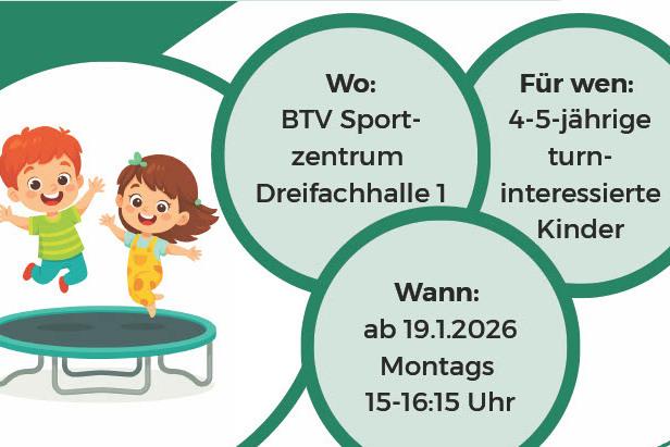 Auf dem Bild sieht man eine Beschreibung, zu einer Mini-Gruppe zum Trampolingruppe. Was: Wir f&uuml;hren Kinder spielerisch an die Welt des Trampolinturnens heran. Mit viel Spa&szlig;, Fantasie und Bewegung schulen wir Balance, K&ouml;rperspannung und die
