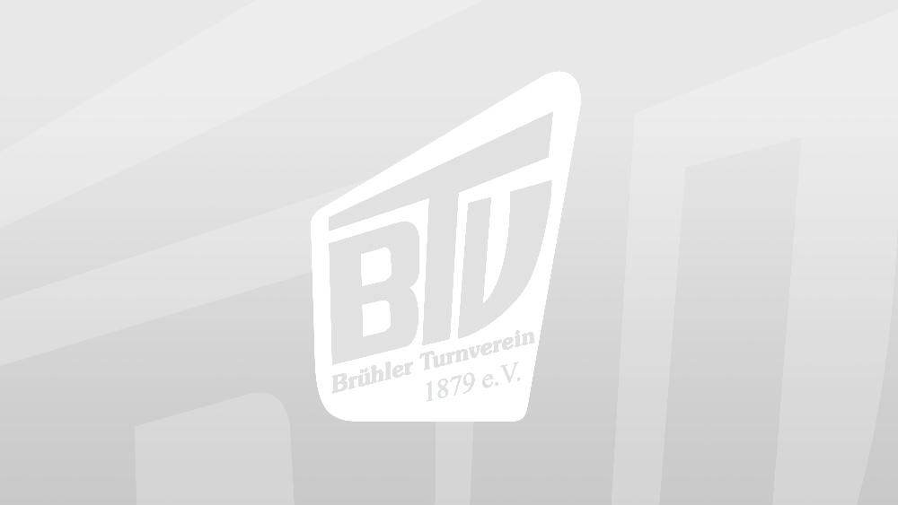 Logo des Br&uuml;hler Turnvereins 1879 e.V. in wei&szlig; auf grauem Hintergrund.