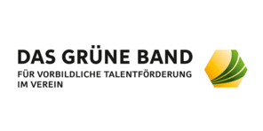 Logo des Projekts "Das Grüne Band" zur Förderung von Talenten im Verein mit Slogan und grafischem Element.