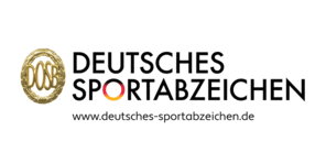 Logo des Deutschen Sportabzeichens mit einer goldenen Umrandung und der Website-Adresse darunter.